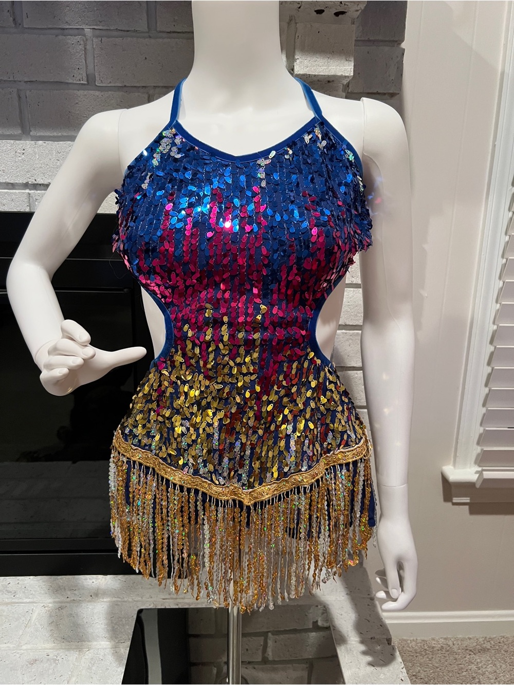 Art Stone Adult Medium Dance Costume – Sequin & Fringe Performance Costume